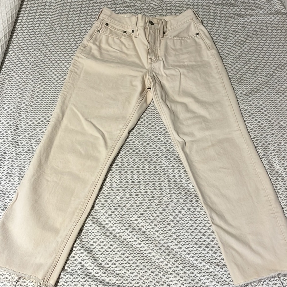 J. Crew ecru mid rise straight ankle jeans
